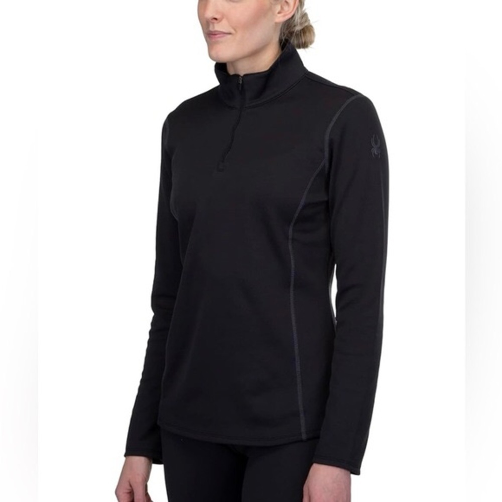 Women’s Black Spyder Baselayer 1/4 Zip Long Sleeve Top Size L